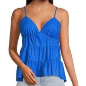 Elegant Blue Spaghetti Strap Blouse